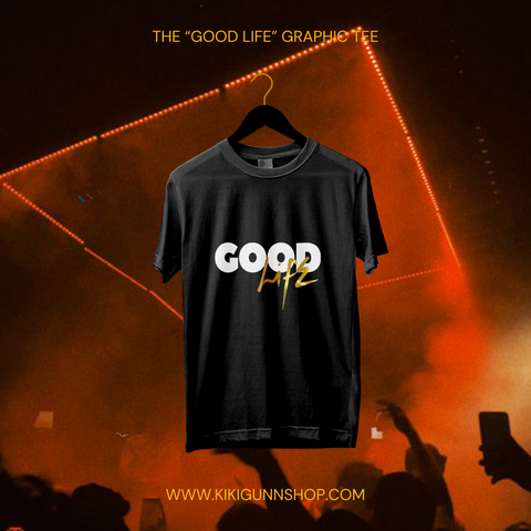 "Good Life" - Premium Graphic T-Shirt. Black, white & gold